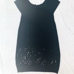 Little black sweater dress with sequins